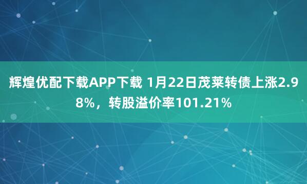 辉煌优配下载APP下载 1月22日茂莱转债上涨2.98%，转股溢价率101.21%